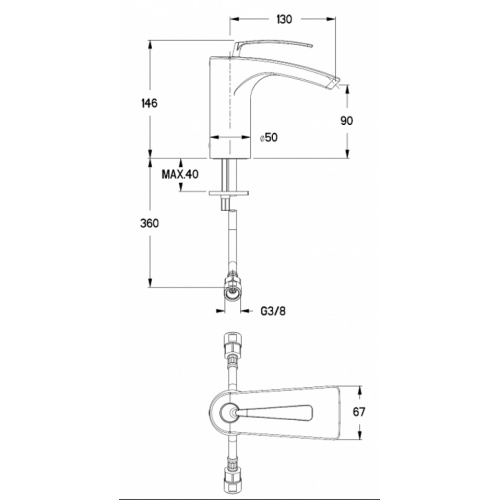 Mitigeur lavabo BOLLICINE - BO22051 Bo22051 cote Mitigeur lavabo BOLLICINE - BO22051 Bo22051 cote