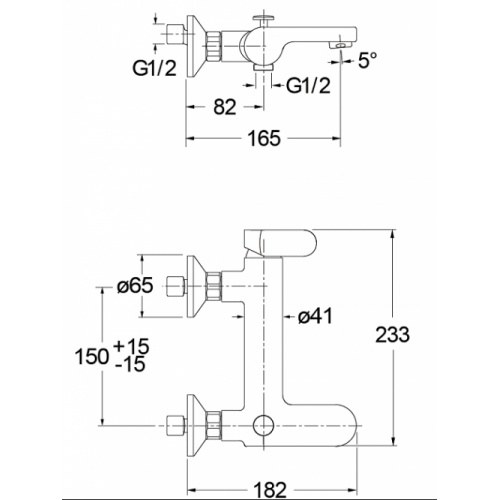Mitigeur Bain/Douche ROUND RN10751 Rn10751 cote Mitigeur Bain/Douche ROUND RN10751 Rn10751 cote
