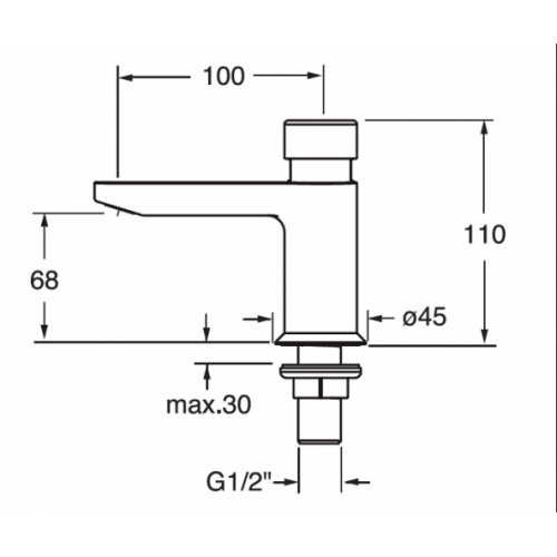 Robinet lave-mains QUIK temporisé uniquement eau froide - Q523051 Q523051 cote Robinet lave-mains QUIK temporisé uniquement eau froide - Q523051 Q523051 cote