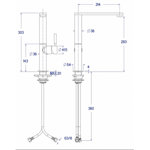 Mitigeur évier CUCINA bec haut - CX55051 Cx55051 cote