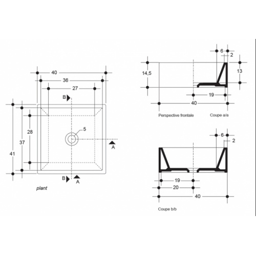 Vasque céramique à poser TANK 40 WTA4009 Wta4009 cote