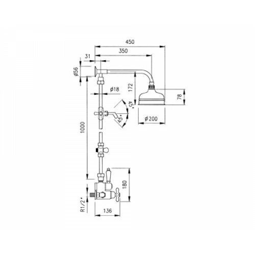 Colonne de douche rétro thermostatique Gaudi 3064 G 3064 g c Colonne de douche rétro thermostatique Gaudi 3064 G 3064 g c