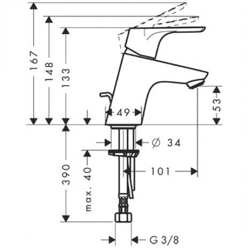 Mitigeur lavabo Focus E² chromé 31738000** Gif