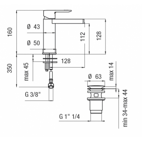 Mitigeur de lavabo monocommande NEW ROAD avec bec cascade chromé New road nobili cote