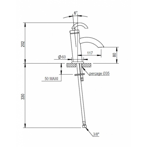 Mitigeur lavabo chromé RAINBOW 30 709 cote