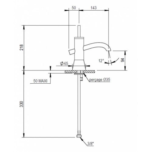 Mitigeur lavabo chromé LIGHT 31 709 cote