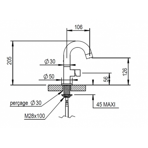 Mitigeur lavabo bec court Inox KNICK 83731 ote Mitigeur lavabo bec court Inox KNICK 83731 ote