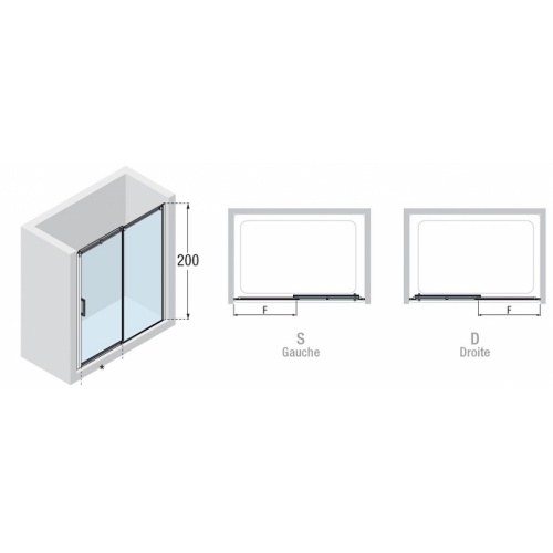 Porte coulissante DIAMANTI 2P 160 cm droite Schéma diamanti 2p