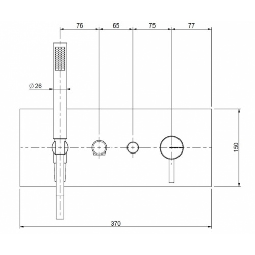 Mitigeur bain/douche mural R003198 à encastrer bec fixe 210mm DMB SUPERINOX Cotes 0031198