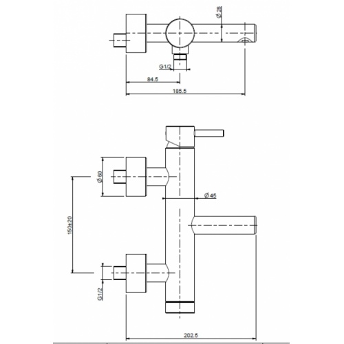 Mitigeur bain/douche mural R003011 DMB SUPERINOX 0031011 cote