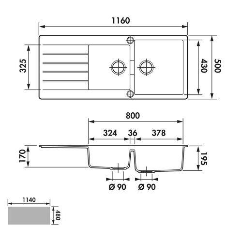 Évier de cuisine PRIMUS 2 cuves Nero COTES EV 22421