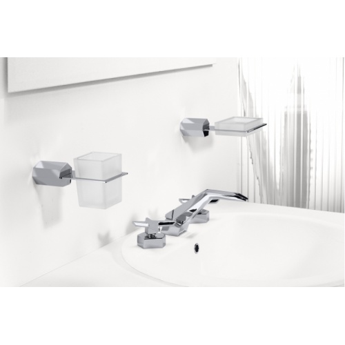 Ensemble porte savon + coupelle en verre satiné STELLA 3224 stella + 1012 + 1022