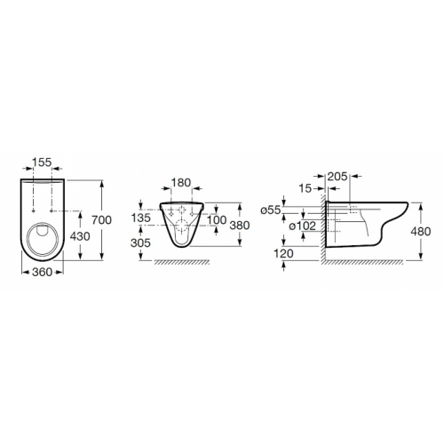 Cuvette suspendue Rallongée ACCESS avec abattant Access cote 2 Cuvette suspendue Rallongée ACCESS avec abattant Access cote 2
