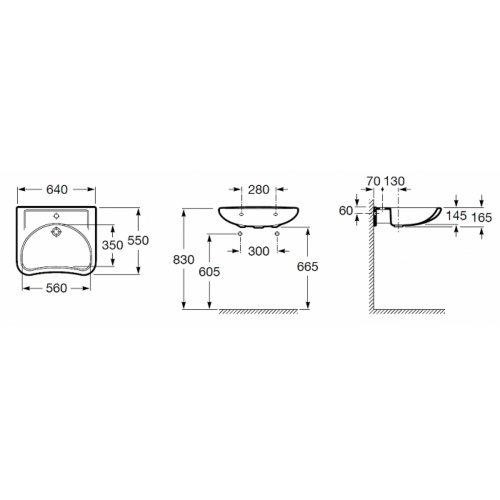 Lavabo PMR ergonomique ACCESS Roca Access cote 3 Lavabo PMR ergonomique ACCESS Roca Access cote 3