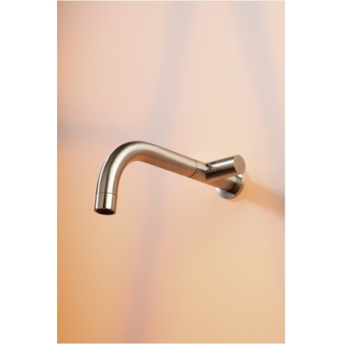 Robinet lavabo mural long bec eau chaude ou froide Inox KNICK