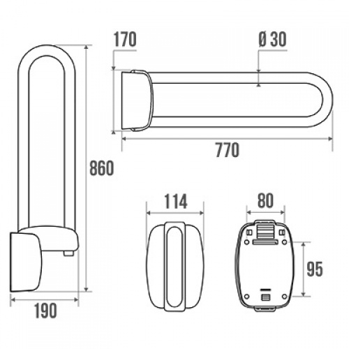 Barre relevable Aluminium Epoxy Blanc 770 mm Schéma 048880 Barre relevable Aluminium Epoxy Blanc 770 mm Schéma 048880