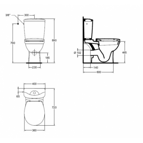 Pack WC KHEOPS Surélevé - SH - J514301 J514301 cote Pack WC KHEOPS Surélevé - SH - J514301 J514301 cote