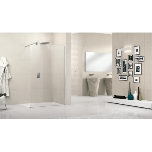 Paroi de douche fixe Lunes H 100 cm - Transparent - Silver Lunes h silver