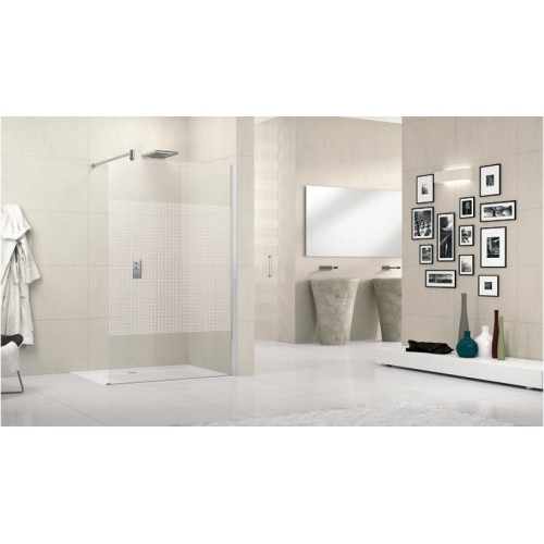 Paroi de douche fixe Lunes H 90cm Serigraphie Chromé Lunes h silver serigraphiee Paroi de douche fixe Lunes H 90cm Serigraphie Chromé Lunes h silver serigraphiee