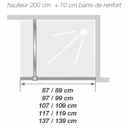 Paroi fixe Exclusive Solo verre fumé effet miroir 110cm Schéma exclusive solo Paroi fixe Exclusive Solo verre fumé effet miroir 110cm Schéma exclusive solo
