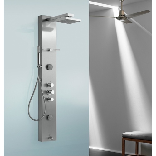 Colonne de douche thermostatique avec hydromassage en acier Neos 2 Colonne de douche thermostatique avec hydromassage en acier Neos 2