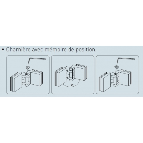 Paroi fixe + volet verre fumé sablé Caractères 60+35cm Droite Charnière