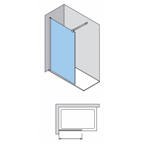 Paroi de douche fixe ONE verre transparent sablé Baroque 110cm gauche Oa 2000 schéma gauche Paroi de douche fixe ONE verre transparent sablé Baroque 110cm gauche Oa 2000 schéma gauche