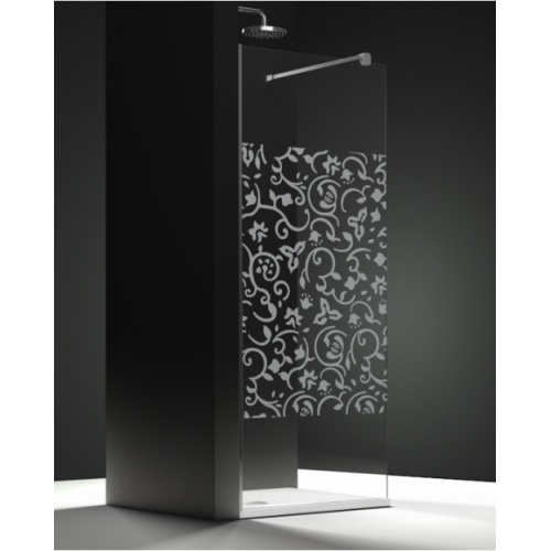 Paroi de douche fixe ONE verre transparent sablé Baroque 110cm gauche Baroque gauche fon noir zoom Paroi de douche fixe ONE verre transparent sablé Baroque 110cm gauche Baroque gauche fon noir zoom
