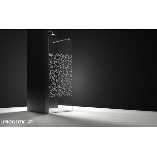 Paroi de douche fixe ONE verre transparent sablé Baroque 110cm gauche Baroque gauche fon noir Paroi de douche fixe ONE verre transparent sablé Baroque 110cm gauche Baroque gauche fon noir