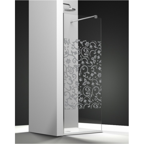 Paroi de douche fixe ONE verre transparent sablé Baroque 110cm gauche