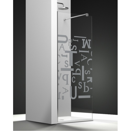Paroi de douche fixe ONE verre transparent sablé Caractères 60cm gauche Paroi de douche fixe ONE verre transparent sablé Caractères 60cm gauche