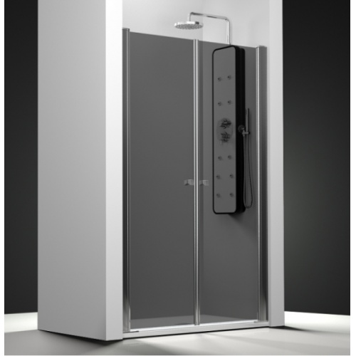 Porte de douche 2 panneaux battants verre fumé 60cm
