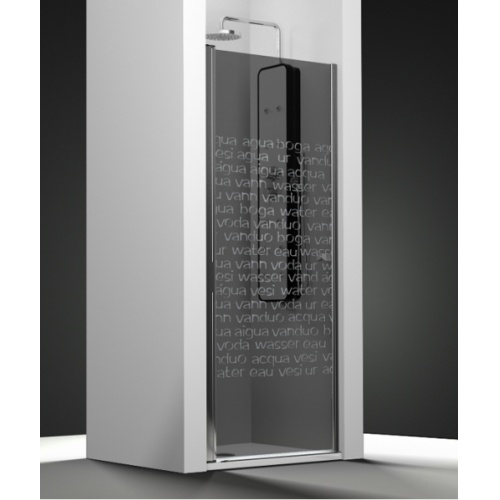 Porte de douche pivotante verre fumé sablé Aqua 50cm gauche