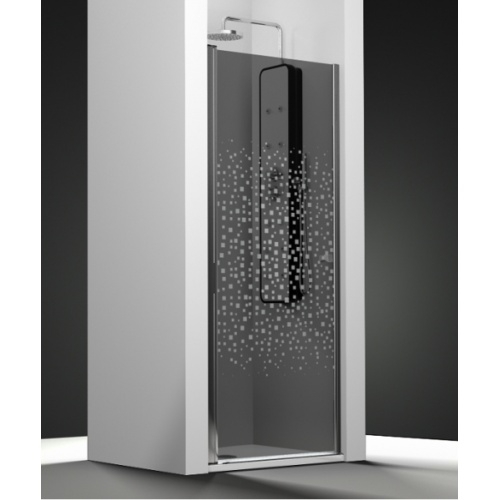 Porte de douche pivotante verre fumé sablé Splash 50cm gauche