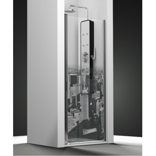 Paroi de douche pivotante impression Manhattan 90cm gauche Paroi de douche pivotante impression Manhattan 90cm gauche