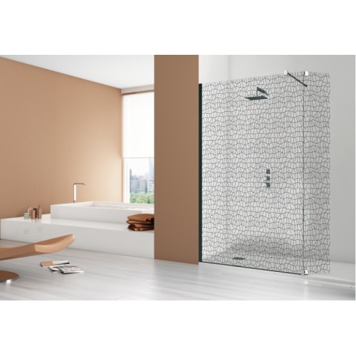 Paroi fixe + volet pivotant 80 + 30 cm Italo Bella Sérigraphié Craquelé Paroi bella craquelures noir