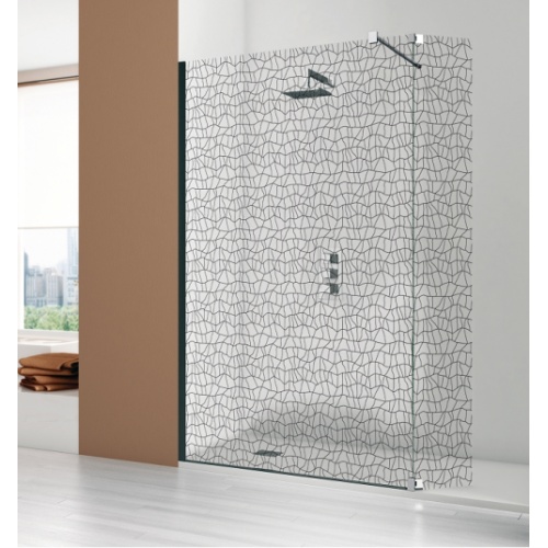 Paroi fixe + volet pivotant 80 + 30 cm Italo Bella Sérigraphié Craquelé Paroi bella craquelures noir zoom