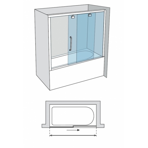 Paroi de baignoire transparent 1 panneau coulissant 170cm version gauche Vt 110 cote gauche