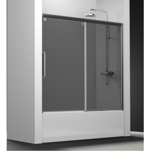 Paroi de baignoire Verre fumé 1 panneau coulissant 170cm version gauche