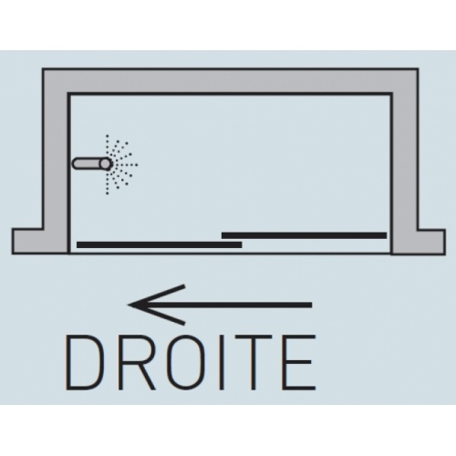Paroi de baignoire Verre transparent bande sablé 1 panneau coulissant 150cm version droite Vt 110 schéma droite
