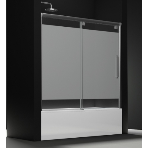 Paroi de baignoire Verre transparent bande sablé 1 panneau coulissant 150cm version droite Vt 110 transparent bande sablé droite 2 zoom