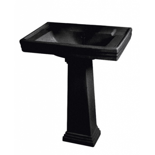 Lavabo 3 trous + colonne rétro céramique noire Ascott Horus