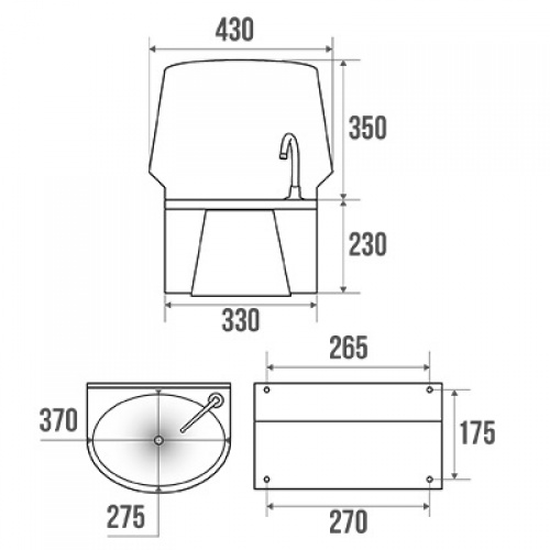 Lave-mains cuve ovale Inox Schéma 063560 Lave-mains cuve ovale Inox Schéma 063560