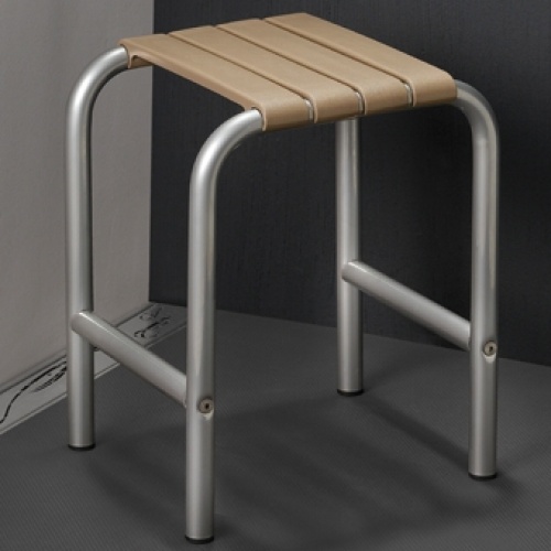 Tabouret de douche Taupe et Gris chrome 047652 Tabouret de douche Taupe et Gris chrome 047652