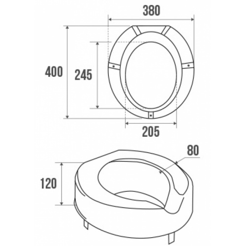 Rehausse pour cuvette WC standard, Ht. 12 cm Schéma 047570 Rehausse pour cuvette WC standard, Ht. 12 cm Schéma 047570