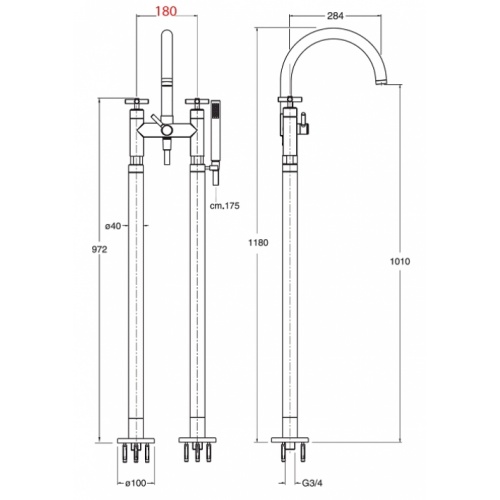 Mélangeur bain/douche EXECUTIVE sur colonne - EV10651 Ev10651cote Mélangeur bain/douche EXECUTIVE sur colonne - EV10651 Ev10651cote