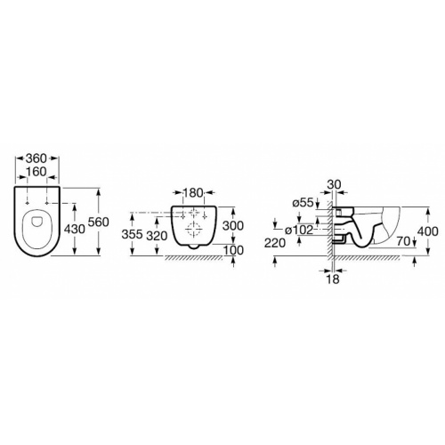 Cuvette suspendue MERIDIAN-N avec abattant frein de chute A346247000 cote Cuvette suspendue MERIDIAN-N avec abattant frein de chute A346247000 cote