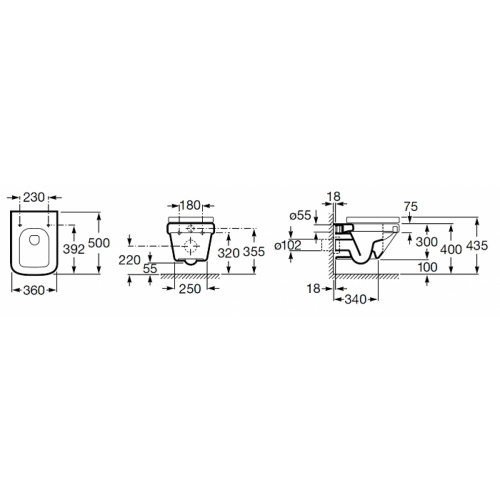 Cuvette suspendue Compacte DAMA-N avec abattant frein de chute A346788000 cote Cuvette suspendue Compacte DAMA-N avec abattant frein de chute A346788000 cote
