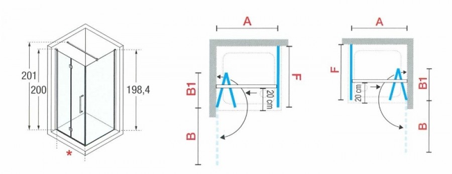 Novellini Yound 2.0 2GS cabine de douche entrée de coin portes