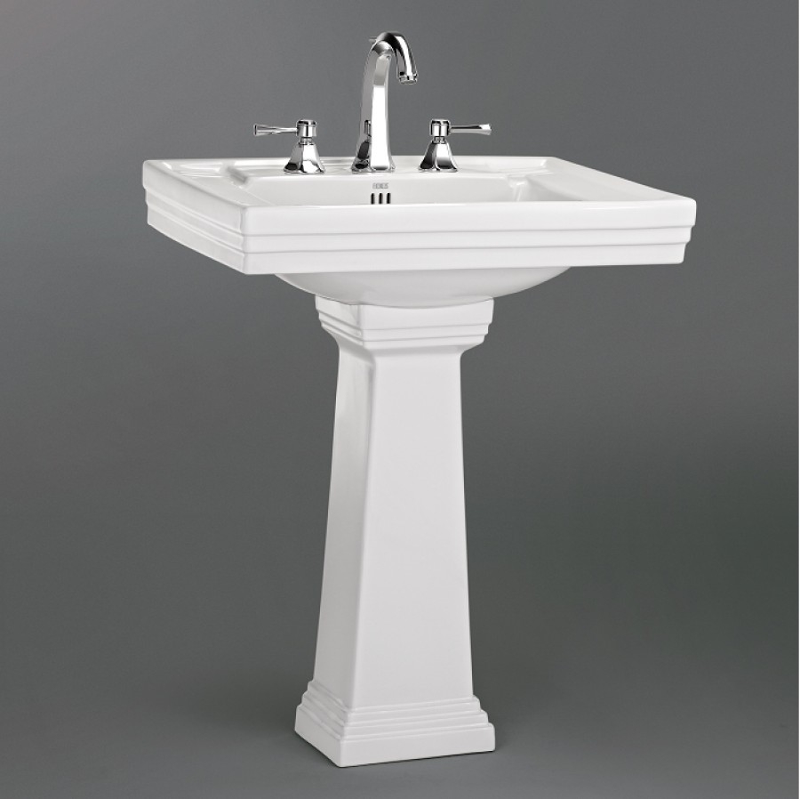 Lavabo 3 trous + colonne rétro céramique blanche Ascott Lavabo 3 trous + colonne rétro céramique blanche Ascott